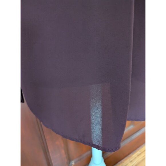 Loft Outlet Plum Mixed Media Sweater Top Size L Lightweight Knit & Sheer Back Wo - Picture 3 of 7